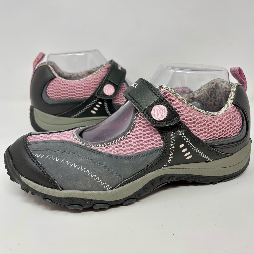 Merrell Chameleon Jump Arc Mary Jane Hook and Loop Gray Pink Hiking Shoes Size 6
